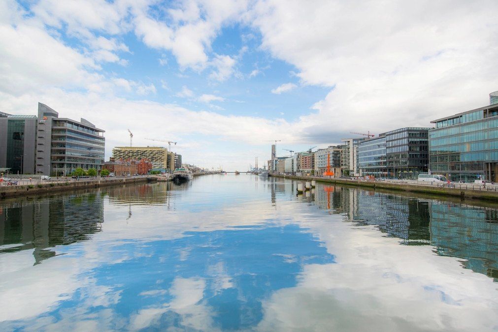 Modern office quarter along the River Liffey, Dublin